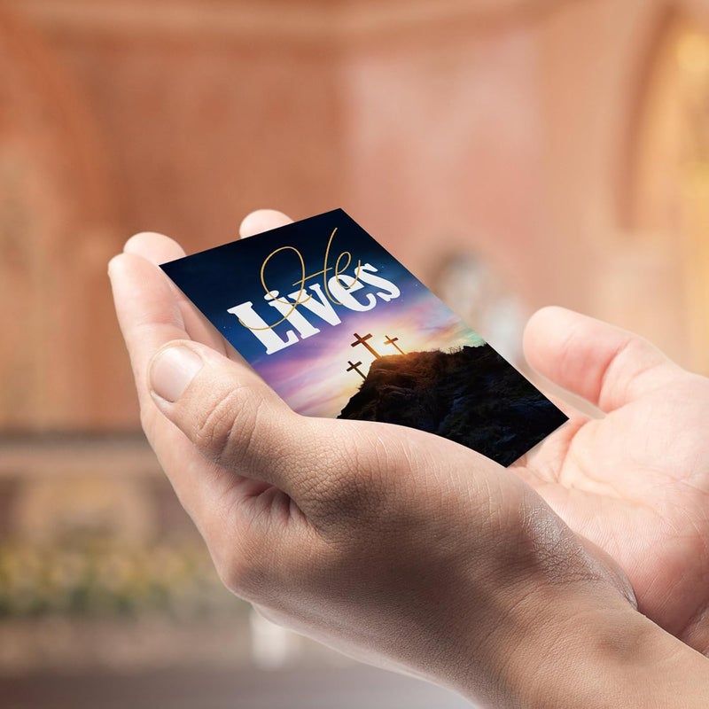 Noveread 200 Pcs Gospel Tract Card Salvation Cards Pocket Holy Postcard Prayer Postcards Christian Inspirational Bible Verses Bookmark for Christian Gift(He Lives) - Image 3